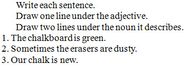 Three paragraphs of directions, followed by numbered sentences