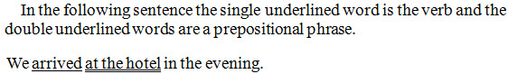 A sentence has an underlined word and a double underlined phrase