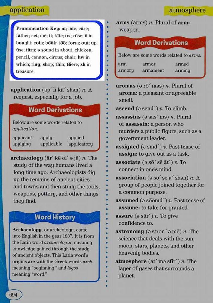 Pronunciation key in glossary (print only)