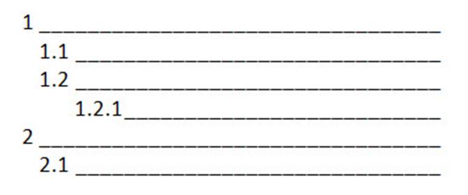 Skeleton outline with decimal numeration